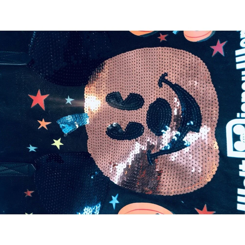 Disney tote black bag halloween punkis sequins 13”x15”